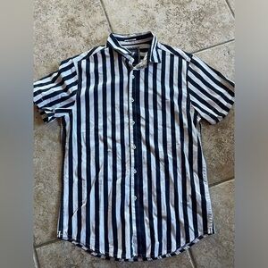 Striped Black and White Men's Casual Shirt